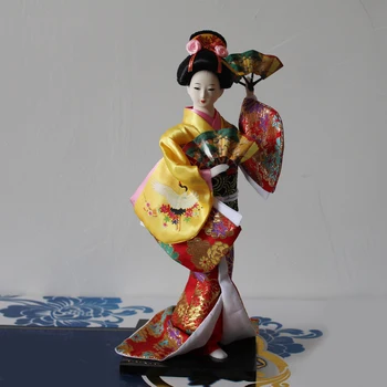 12 collu Japāņu Geišas Dāma Lelle ar Dzeltens Kimono Rotājumu Pieaugušo Kolekcionējamus Par Dāvanu Meitenēm Rotaļlietas