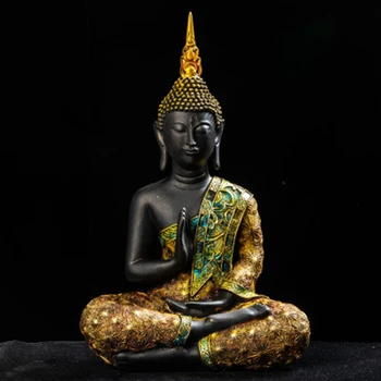 Dekoratīvie Budas Statuja Roku darbs Sveķu Attēls Sēž Budas Statuja Skulptūru Budisms 41cm augstums