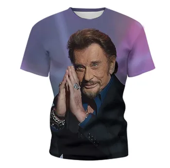 Ir 2021. Karstā Pārdošanas Johnny Halliday Vīriešu T-krekls Vasaras Modes Gadījuma 3D Grafiskais Izdrukāt Jautri Retro Īsām Piedurknēm Izmēra T-krekls