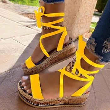 Jaunas Vasaras Sieviešu Čūska Sandales Platformas, Papēži Pāri Potītes Siksniņu, Mežģīnes Peep Toe Beach Party Dāmām Kurpes Sandales Zapatos