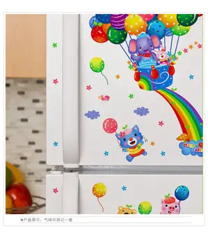 Karstā Gaisa Balons, Sienas Uzlīmes Bērniem, Baby Telpu Dekorēšana Karikatūra Dzīvnieku Izcelsmes Fons Krāsains Guļamistaba Dekorēšana
