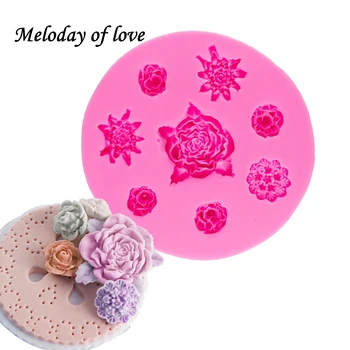 Krizantēmu ziedu un Rožu formas silikona veidnes 3D amatniecības Kāzu kūka dekorēšanas instrumentiem Cukura Konfektes Šokolādes Pelējuma 1364