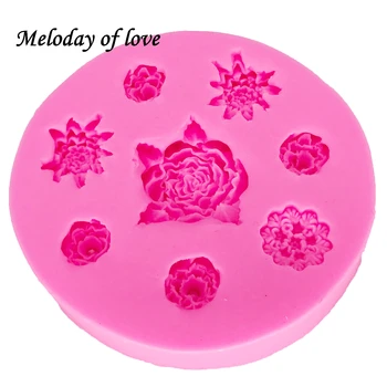 Krizantēmu ziedu un Rožu formas silikona veidnes 3D amatniecības Kāzu kūka dekorēšanas instrumentiem Cukura Konfektes Šokolādes Pelējuma 1364