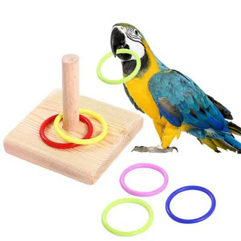 Putnu Papagailis Izglītības Rotaļlietas, Koka Platformas Kraušanas Plastmasas Gredzeni Papagailis Attīstīt Intelektu, Mācību Košļāt Rotaļlietas Pet Piegādēm