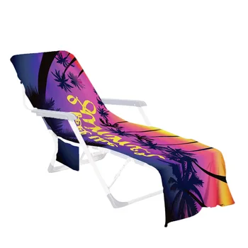 Ātri Žāvēšanas Krāsains Pludmales Dvielis Krēsla Pārsegs Microfiber Kariete Lounge Dvieļu Pārklāj Ar Sānu Kabatas Baseins Sun Sauļošanās Krēslu Viesnīcu
