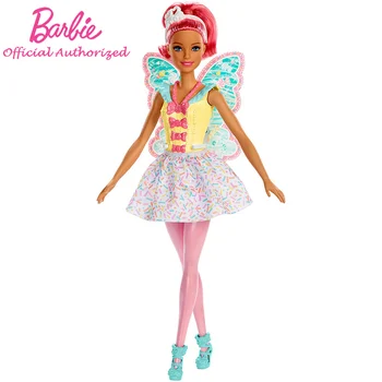 12 Collu Barbie Dreamtopia Pasaku Lelle ar Krāsainu Konfekšu Tēmu, Rozā Mati un Spārni Bērniem Dāvanu no 3 Līdz 7 Gadu vecumam FXT03