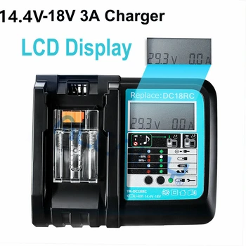 18V akumulatoru, lādētāju 14,4 V BL1445 BL1440 BL1430 BL1860 BL1840 BL1850 uzlādes BL1860B rezerves akumulatoru lādētāju DC18RF 3A LCD lādētāju