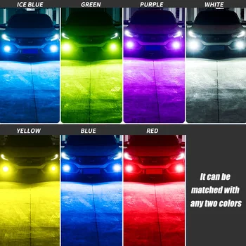 2gab COB LED Miglas Lukturi divu Krāsu Flash Automobiļu 9005 9006 H1, H3, H7, H8, H11 H27 880 881 Tuning Auto Universālā Ice blue Spuldzes