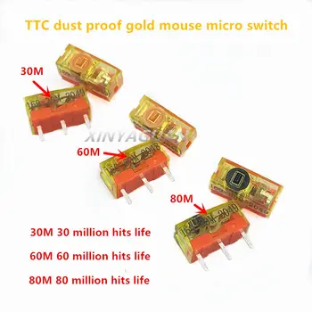 2gab/daudz Jaunu TTC nepievelk putekļus zelta sērija peli mikro slēdzis 3-pin zelta sakausējuma, sazinieties 60M 30M 80 miljoniem uz dzīvi peles pogu