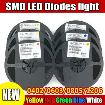 3000PCS 0402 SMD LED Gaismas Diode Smd Sarkans Dzeltens Zils Zaļš Balts Siltā Apelsīnu RGB 1.0*0.5*0.4 MM 1005 Super Spilgti