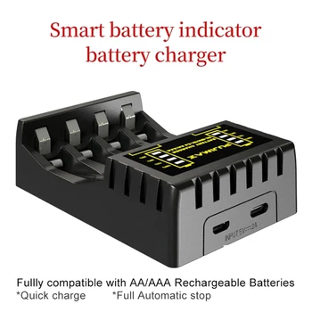 4 slots Akumulatoru Lādētājs AAA/AA Uzlādējamas Baterijas Īssavienojuma Aizsardzība ar LED Indikatoru Ni-MH/Ni-Cd lādētājs