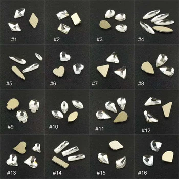 50gab Kristāla Balta Pārredzamu Skaidru Nagu Rhinestone Nail Art Rotājumi Dažādās formās Mirdzēt 3-10mm Stikla Rhinestone