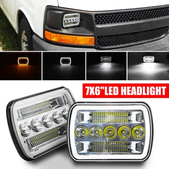 5X7 7X6 collu Taisnstūra virzītas Gaismas LED priekšējo Lukturu Ar dienas gaitas lukturi Jeep Wrangler YJ Cherokee XJ H6014 H6052 H6054 LED