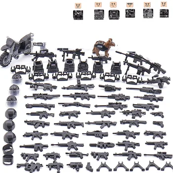 6PCS/partijas Īpašo Spēku DIY militāro ieroču playmobil piederumi brinquedos skaitļi Celtniecības Bloku Ķieģeļu oriģinālo mini rotaļlietas