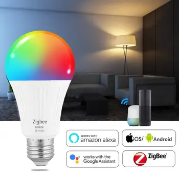 7W Smart Spuldzes E27 LED RGB Lampa Strādā ar Alexa/Google Home 85-265V RGB Regulējamas, Taimera Funkcija, Spuldzes Tuya Zigbee