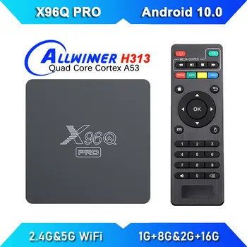 Android TV BOX X96Q PRO Smart TV Android 10.0 Allwinner H313 Četrkodolu 2G16G 2.4 G&5G wifi 1080P HD H. 265 televizora TV KASTĒ Android