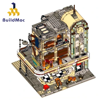 BuildMOC Street View Sērijas Centra Ēdnīca 40173 Noliktavā Celtniecības Bloki Radītājs Ķieģeļi Modelis 99004 19001
