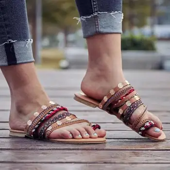 CAIDA Sieviešu Amatieru Sandales iešļūcenes Roku darbs grieķu Stilā Boho Flip Flop Sandales Streetwear Kurpes Sieviešu Chaussures Femme Jaunas
