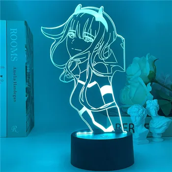 DARLING ar FRANXX Nulles Divus 3D LED Nakts Gaisma Japānas Anime Bērniem, Radošās Dāvanu Galda Galda Lampa RGB Zibspuldzes Režīms Krāsu Meitene Mīļāko