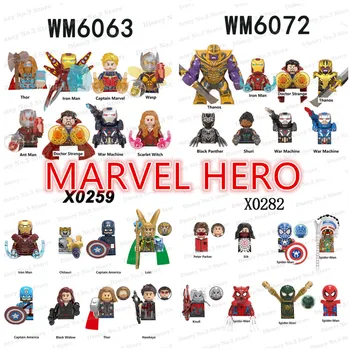 DISNEY Avengers Celtniecības Bloki BRĪNUMS Ķieģeļi Supervaronis Dzelzs Vīrs Zirnekļcilvēka Thor Groot Pontons Thanos Darbības Rādītāji Mazulis, Rotaļu Boy