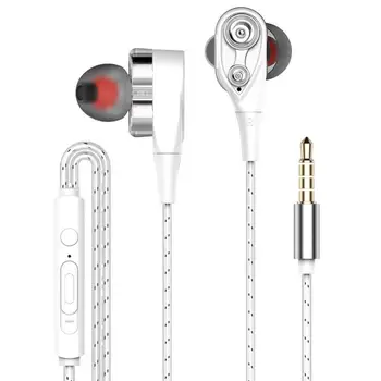 Dual Kustīgu Spoli Vadu In-Ear Austiņas Smago Bass Stereo Earbuds Ar Mikrofona Skaļuma Regulēšana Bez Rokām Trokšņa Samazināšanas Telefoniem