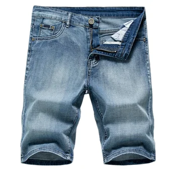 Džinsa bikses vīriešu 2021. gada vasarā jaunu taisni gadījuma stiept slim piecu punktu džinsa bikses vīriešu modes apģērbu plus lieluma šorti