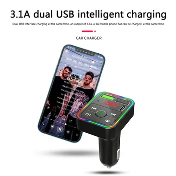 F2 Dual USB Fast Charger Auto Piederumi Bluetooth, FM Raidītājs, lai Auto Bezvadu FM Radio Adapteri USB C PD Lādētāju