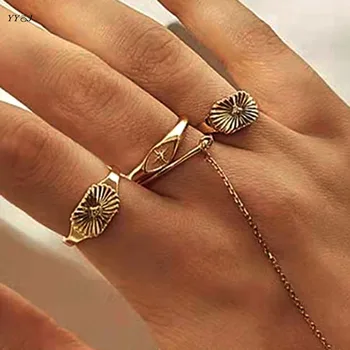Iegravēts Radial gredzeni sievietēm 316stainless tērauda zelta zircon akmens laukumā paziņojumu kokteilis gredzens vintage luksusa dizaineru 2021
