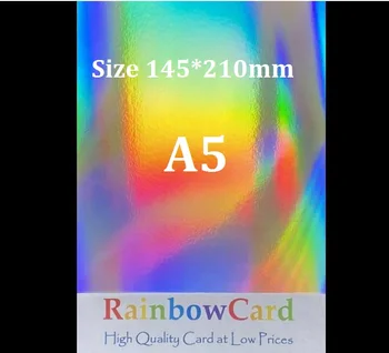 Izmērs A5 Vienā Pusē Hologrāfiskā Varavīksnes Spogulis, Spīdīga 250gsm Bieza Cardstock Krāsains Papīrs Kartes 10/20/30/50 Jums Izvēlēties Daudzums