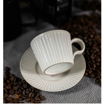 Japāņu Kafijas Tasi Retro Neregulāri Brokastis Kausa Izsmalcinātu Keramikas Tasi Kafijas Un Apakštase Uzstādīt Cappuccino Tasi Mājas Espresso Tases