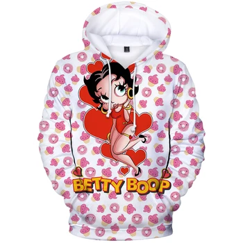 Karstā pārdošanas Anime Betty BOOP Hoodies Vīrieši Sievietes Iela Mēteļi Ikdienas Krekls 3D Iespiesti Zēni/meitenes 3D pelēkā vārna Betty BOOP Drēbes