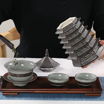 Keramikas Violeta Smilšu Tējas Caddy Lieliem un Maziem Noslēgtā Uzglabāšanas Kaste Pu ' er Tēja Melnā tēja Zaļā Tēja Pagoda Tēja Var Rotājumi