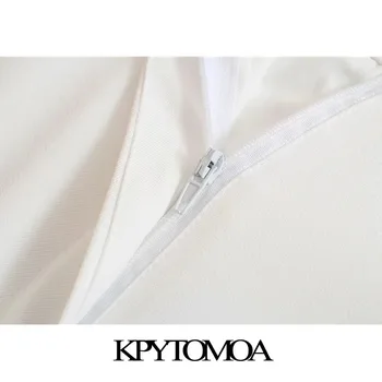KPYTOMOA Sievietes Ir 2021. Šiks Modes Sānu Kabatas Dobi No Balta Vintage Bikses ar Augstu Vidukli Rāvējslēdzēju Lidot Sieviešu Bikses Mujer