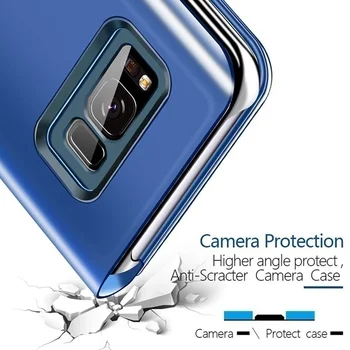 Luksusa Smart View Mirorr Case For Samsung Galaxy S20 S21 Ultra S20FE Piezīme 20 10 S10 Plus A52 A72 A21S A41 A51 A71 A81 A91 Vāciņu