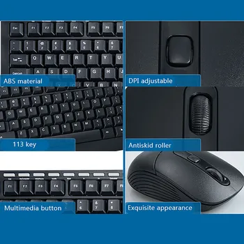 Mini Bezvadu Tastatūra wiht pele 2,4 Ghz Draadloze par Notebook, Laptop Ūdensizturīgs Lādējams Klaviatūras Peles spēļu 1600dpi