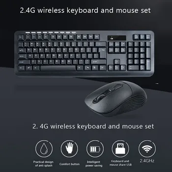 Mini Bezvadu Tastatūra wiht pele 2,4 Ghz Draadloze par Notebook, Laptop Ūdensizturīgs Lādējams Klaviatūras Peles spēļu 1600dpi