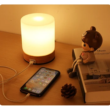 Naktsgaldiņš Lampu Komplekts 2 ar USB Uzlādes Portus, Touch Kontroli Galda Lampas Vintage Naktsskapītis Lampa ar Regulējamas 2700K Spuldzes