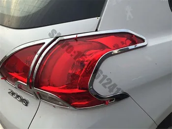 Par Peugeot 2008-2019 Auto Stils ABS Chrome Priekšā+Aizmugurē priekšējo lukturu Lampas Vāciņu, Miglas lukturi, Lampas Vāciņš Melns