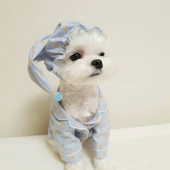 Pet suns, gaisa kondicionēšanas uzvalks ar zvaigznītes elementiem cute pidžamas tērps, kas piemērots maziem suņiem, piemēram, Pomerānijas