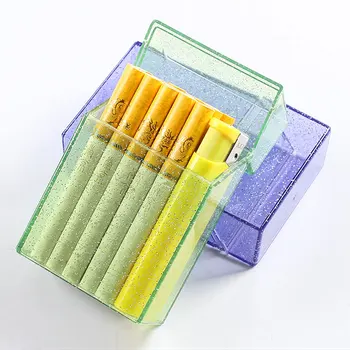 Portatīvo Skaidrs, Plastmasas Multi-Krāsu Mirdzums Smēķēšana Cigarešu Kaste Gaišāku Rūtiņu