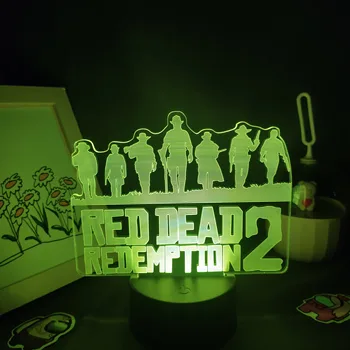 Red Dead Dzēšana 2 LOGO Spēle Attēls Arthur Morgan 3D Lampas, Led RGB Nakts Apgaismojums, Cool Dāvanu Gultas vietas Tabulā Krāsains Apdare