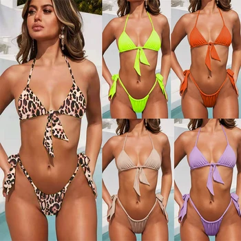 Sieviešu Modes Peldkostīmi Bikini Komplekts Melnbaltās Peldkostīmu Dāmas Seksīgi Bikini, Leoparda 2 Gabali, Veļa Beach Surfing