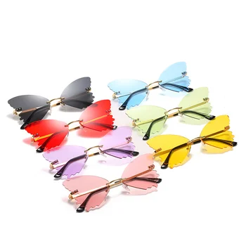 Sieviešu Vasaras Tendence Vintage Tauriņu Saulesbrilles ar UV Aizsardzību Sakausējuma Rāmja Brilles Luksusa Toņos