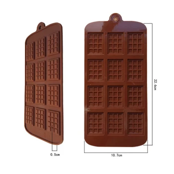 Silikona Veidnē 12 Pat Šokolādes Pelējuma Pomādes Veidnes DIY Candy Bar Veidnes Kūka Apdare, Instrumenti, Virtuves Cepšanas Piederumi Bakeware