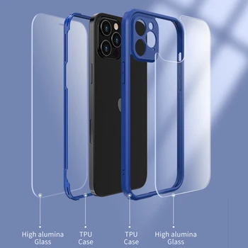 Sprādzes Konstrukcija Tālrunis Lietā Par iphone 12 Pro Max Lietā Double-sided Skaidrs High Alumīnija Stikla Gadījumā, iphone 12 Mini Gadījumā iphone12
