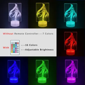 Spēle Genshin Ietekmes Ningguang 3D Attēlu Lampas Smart Tālrunis Kontroles Mājas Iekštelpu Apgaismojums Gultas Lampa Fani Visā Grāmatu Lampas