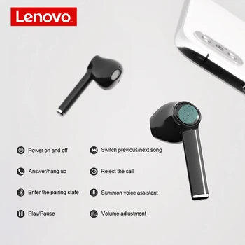 Sākotnējā Lenovo QT83 Bezvadu Austiņas Bluetooth Austiņas Dual Stereo Bass Earbuds Ūdensizturīgs Sporta Mic Android/IOS