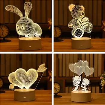 Top Pārdošanas 2021. USB Akrila 3D Nakts Gaismas Lampa Mājās Āra Ainavu Dekorēšanai Dāvanas Valentīna Diena Atbalstu, Vairumtirdzniecība