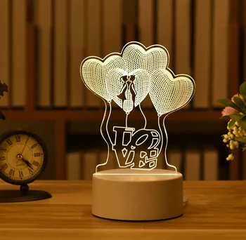 Top Pārdošanas 2021. USB Akrila 3D Nakts Gaismas Lampa Mājās Āra Ainavu Dekorēšanai Dāvanas Valentīna Diena Atbalstu, Vairumtirdzniecība