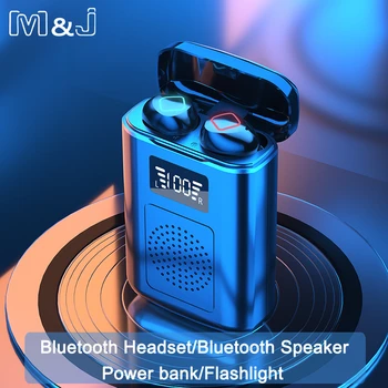 TWS Bezvadu Bluetooth 5.1 Austiņām un Skaļruni Touch Austiņas Ūdensizturīgs Austiņas Sporta Earbuds Ar Lukturīti Power Bank
